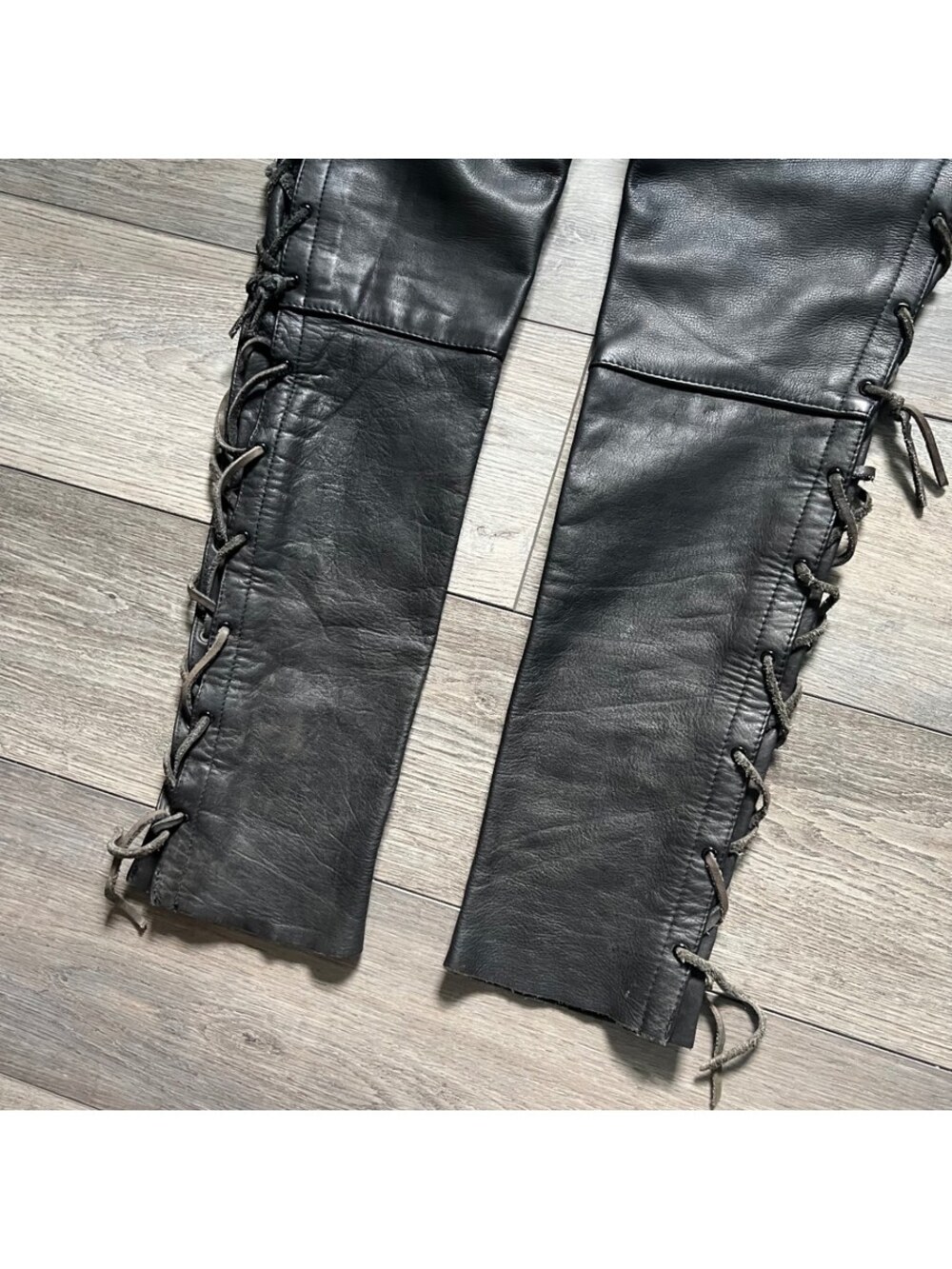 Vintage Harley-Davidson Women's 8 Leather Lace Up Motorcycle Pants Black - Picture 6 of 14